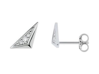 Boucles d'Oreilles Triangle Diamant Or Gris Rhodié 18 Carats - RB259GB3 - Réf. RB259GB3