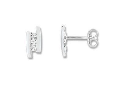 Boucles d'Oreilles Trilogie Diamant Or Gris 375 - 2ZA498GB4 - Réf. 2ZA498GB4