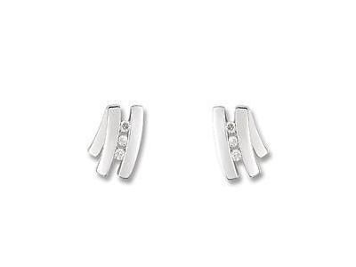Boucles d'Oreilles Trilogie Diamant Or Gris Rhodié 750/1000 - PD226GB5 - Réf. PD226GB5