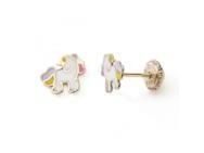 Boucles D'oreilles Vis Licorne Or Jaune 375 Laque  - Réf. N11630V