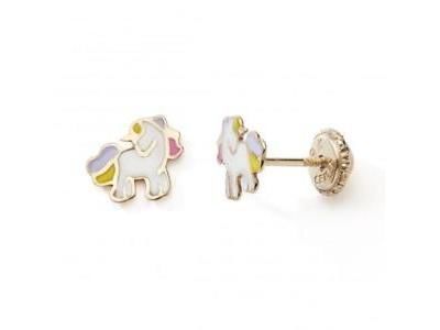Boucles D'oreilles Vis Licorne Or Jaune 375 Laque - N11630V - Réf. N11630V