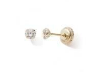 Boucles d'Oreilles Zircon 3 mm Or Jaune 750 Fermoir A Vis D036V - Réf. D036V