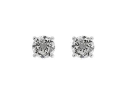 Boucles d'Oreilles Zircon 4 mm Serti 4 Griffes Or Gris 750 - 2999OZ  - Réf. 2999OZ