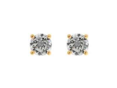Boucles d'Oreilles Zircon 5 mm Serti Griffes Or Jaune 750 - 2995OZ - Réf. 2995OZ