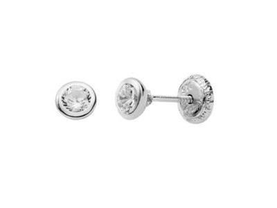 Boucles d'Oreilles Zircon Clos Or Gris 375 Fermoir Sécurisé - N10473GV - Réf. N10473GV