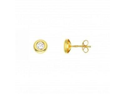 Boucles d'Oreilles Zircon Serti Clos Pneu Or Jaune 750 - 0112119 - Réf. 0112119