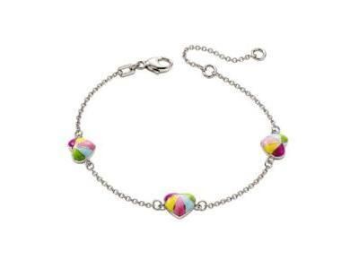 Bracelet Argent 925 Enfant Cœurs Multicolores Laqués - C3074 - Réf. C3074