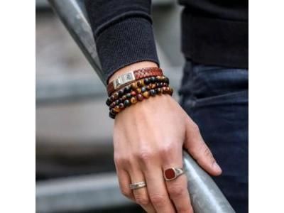 Bracelet Argent Braided Flat 925 Cognac Rebel & Rose RR-L0157-S - Réf. RR-L0157-S