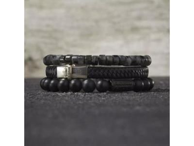 Bracelet Argent Small Braided Black RebelAndRose RR-L0139-S - Réf. RR-L0139-S