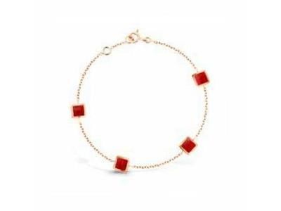 Bracelet Clozeau Or Rose 750 Résine Rouge Nacrée - C3L108RRO - Réf. C3L108RRO