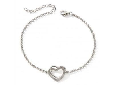 Bracelet Coeur Entrelacé Zircon Argent Rhodié 925 - Réf. C2031