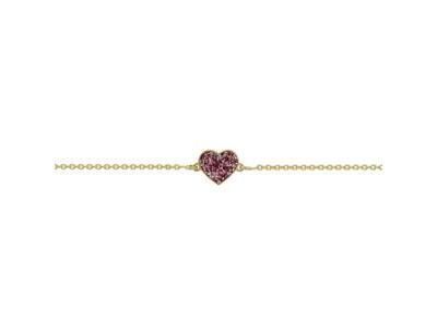 Bracelet Enfant Cœur Laque Pailletée Rose Or Jaune 750 - A18919 - Réf. A18919