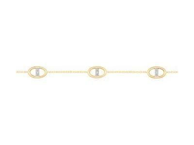 Bracelet Femme Diamant Motifs Ovales Or Bicolore 750 - Réf. RY655BB4