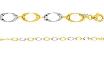 Bracelet femme or 750 bicolore anneaux ovales - Réf. 7833G