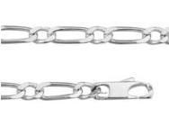 Bracelet Homme Argent Rhodié Maille Cheval Alternée 1/1, 6 mm - Réf. 301268B