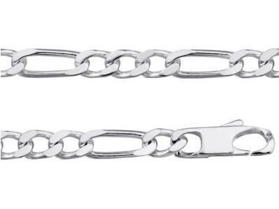 Bracelet Homme Figaro Alternée 1/3 Argent Rhodié 6 mm - 301217B - Réf. 301217B