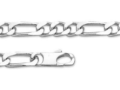 Bracelet Homme Figaro Alternée 1/3 Argent Rhodié 7 mm 301218B - Réf. 301218B