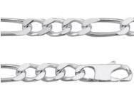 Bracelet Homme Figaro Alternée 1/3 Argent Rhodié 8,00 mm - 301486B - Réf. 301486B