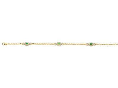 Bracelet Jaseron Trilogie Emeraude Or Jaune 750 Rhodié - 841E - Réf. 841E