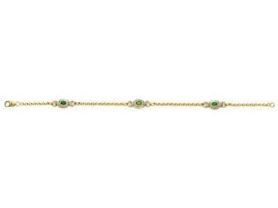 Bracelet Jaseron Trilogie Emeraude Or Jaune 750 Rhodié - 841E - Réf. 841E