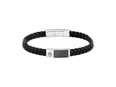 Bracelet Maserati en Acier Et Cuir Recyclé, Trident Rose - JM424AVE26 - Réf. JM424AVE26 