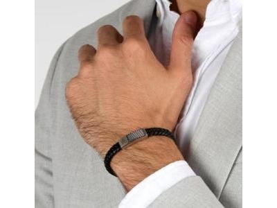 Bracelet Maserati en Acier Et Cuir Recyclé, Trident Rose - JM424AVE26 - Réf. JM424AVE26 