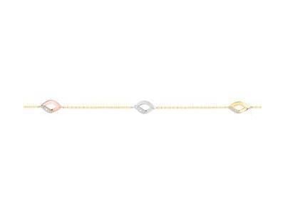 Bracelet Or 750 Tricolore diamant Motif Feuilles - RY627TB4 - Réf. RY627TB4