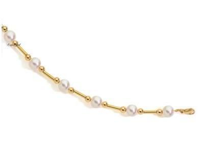 Bracelet Perle Eau Douce 7.5/8 Intercalaire Or Jaune 750  - Réf. BP001-J