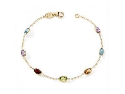 Bracelet Pierres Fines Multicolores Or Jaune 750 - 11756 - Réf. 11756