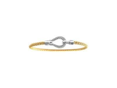 Bracelet Tressé Valenzi Argent 925 Doré et Zirconium - TR3904CZ-YW - Réf. TR3904CZ-YW