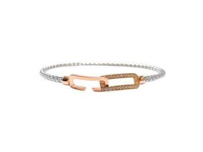Bracelet Valenzi Tressé et Entrelacé Argent Plaqué Or Rose - TR39265WP - Réf. TR39265WP