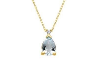 Collier Aigue-Marine Poire Diamant Or Jaune 750/1000 - APNL88315-7X AI OJ - Réf. APNL88315-7X AI OJ
