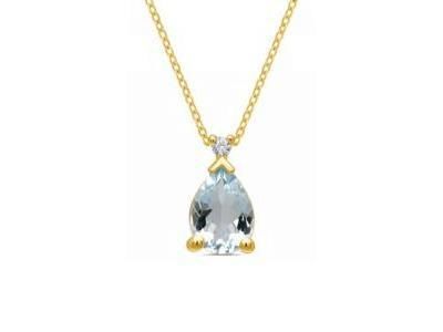 Collier Aigue Marine Poire Diamant Or Jaune 750 - APNL88315-7X AI OJ - Réf. APNL88315-7X AI OJ