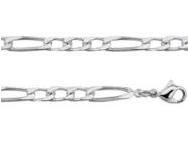 Collier Argent Rhodié Maille Figaro 4 mm Alternée 1/3 - 301215C - Réf. 301215C