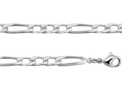 Collier Argent Rhodié Maille Figaro 4 mm Alternée 1/3 - 301215C - Réf. 301215C