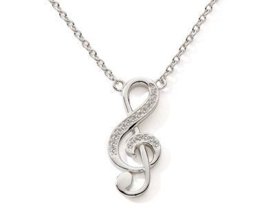 Collier Clé de Sol Argent 925 Rhodié et Zirconium - C2595 - Réf. C2595