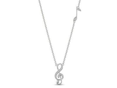Collier Clé de Sol Argent 925 Rhodié et Zirconium - C2595 - Réf. C2595