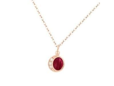 Collier Clozeau Or Rose 750 Résine Rouge Nacrée Diamant - C1R632RRODI - Réf. C1R632RRODI