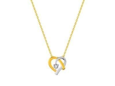 Collier Coeur Diamant Or Bicolore 750/1000 - QJ528BB4 - Réf. QJ528BB4