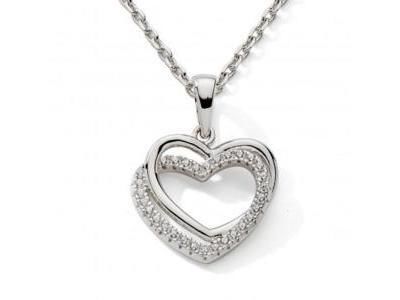 Collier Coeur Entrelacé Argent 925 Zircon - Réf. C2264