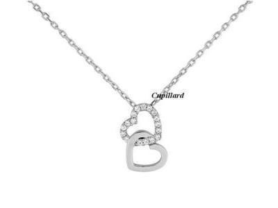 Collier Cœurs Entrelacés Argent Rhodié 925/1000 Zircon - Réf. ASCV86Z40