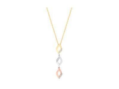 Collier diamant 0.01 carat or tricolore gris, jaune et rose 750/1000  - Réf. RY527TB4