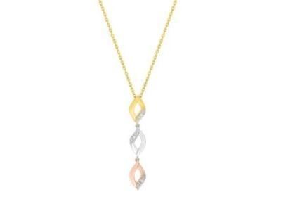 Collier Diamant 0.01 Carat Or Tricolore Gris, Jaune et Rose 750/1000 - RY527TB4 - Réf. RY527TB4