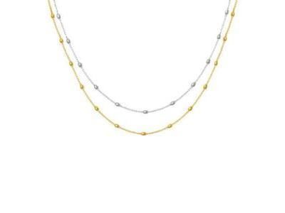 Collier Double Fil Valenzi en Argent Bicolore- FA1835-C RH+YEL - Réf. FA1835-C RH+YEL