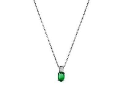 Collier Emeraude Ovale Diamants Or Gris 750/1000 - 7T503GEB2 - Réf. 7T503GEB2
