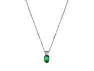 Collier Emeraude Ovale Diamants Or Gris 750 - 7T503GEB2 - Réf. 7T503GEB2