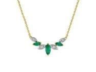 Collier Émeraudes Navette Diamants Or Bicolore 750/1000 - MB510BEB4 - Réf. MB510BEB4