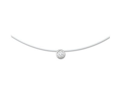Collier Fil Nylon Solitaire Diamant 0.10 Carat Or Gris 750/1000 - QN516GB4 - Réf. QN516GB4