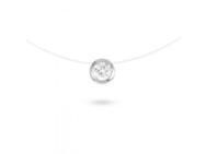Collier Fil Nylon Solitaire Zircon Clos Argent Rhodié - Réf. 332035.1