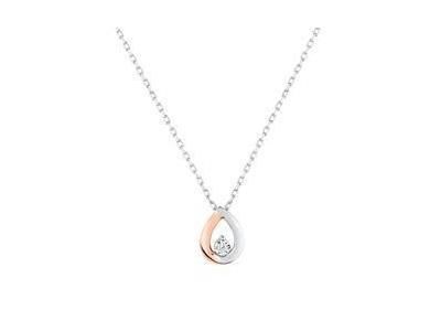 Collier Goutte Diamant Pastillé 0.01 Carat Or Gris et Rose 750/1000 - QZ519KB4 - Réf. QZ519KB4